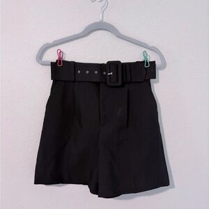 Zara Black High Waist Shorts with Paper Bag Waist